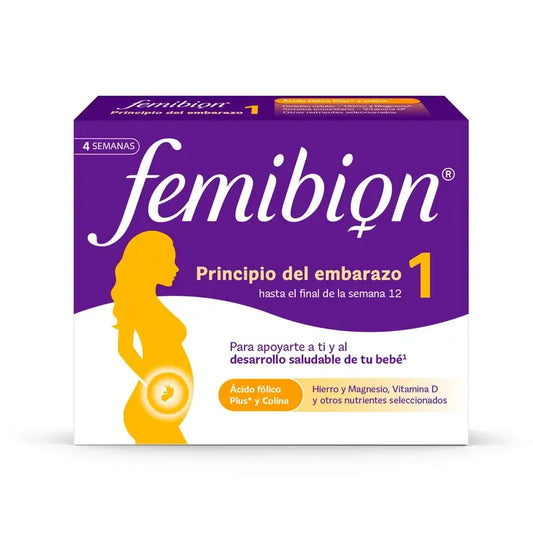 Femibion 1 Premier trimestre de grossesse, Semaines 1-12, Acide Folique Plus, 28 Comprimés