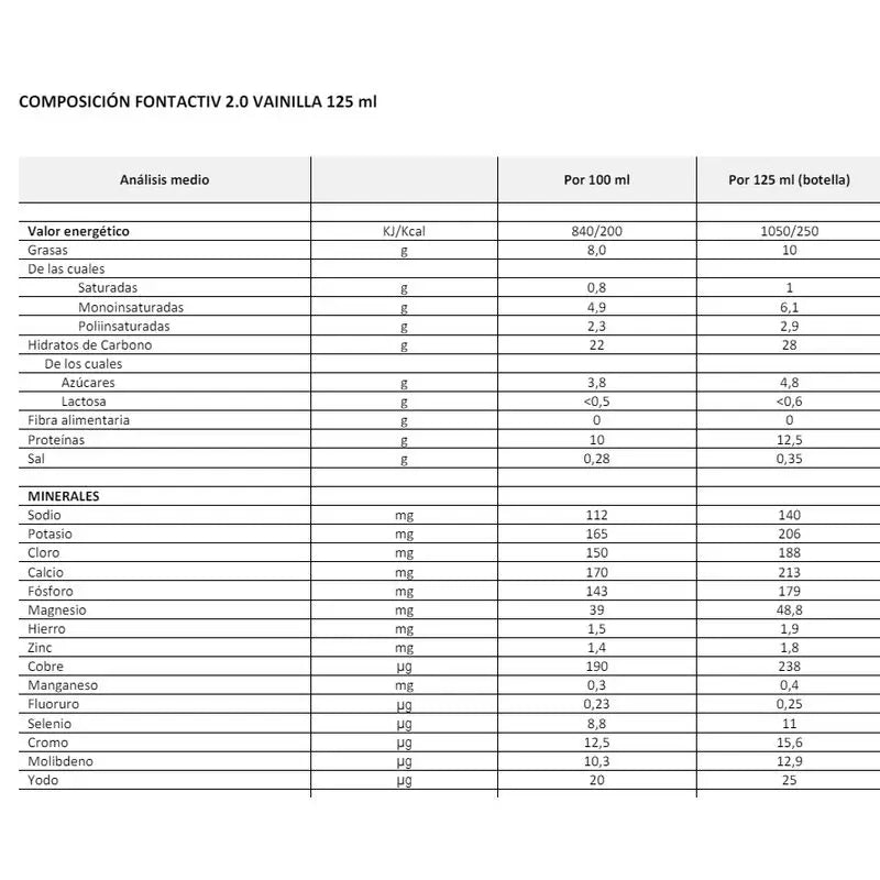 FontActiv 2.0 Vanilla Flavour 125 ml x 24 Flacons