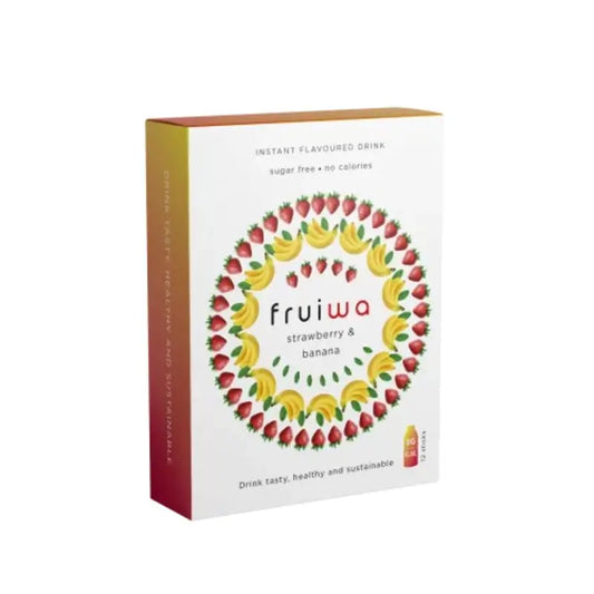 Fruiwa Boisson instantanée en poudre fraise et banane avec vitamine C et édulcorant, 36 grammes