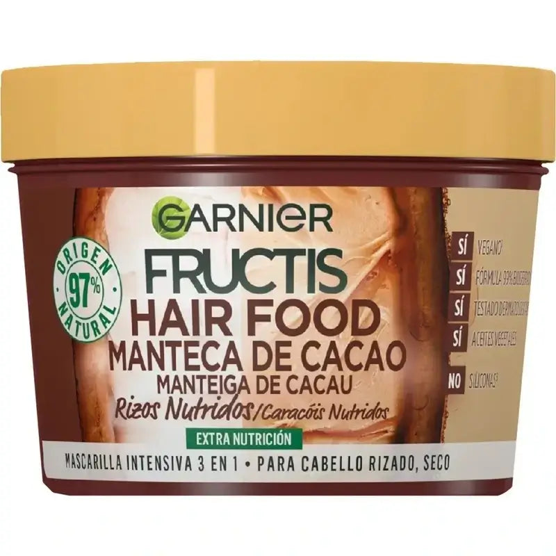 Garnier Fructis Hair Food Masque réparateur au beurre de cacao 3 en 1 pour cheveux bouclés et secs 400 ml