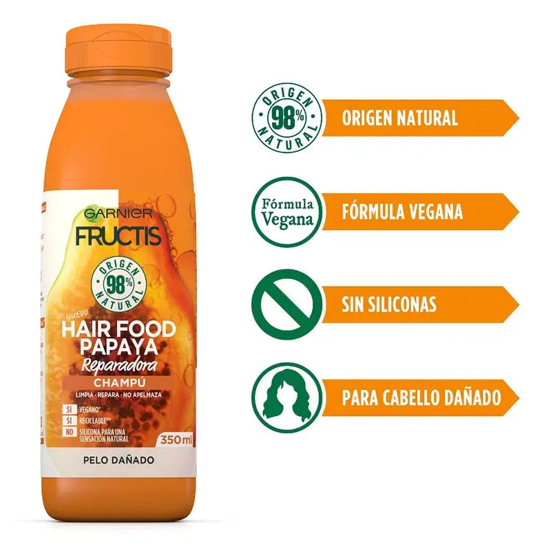 GarnierFructis Hair Food Shampooing à la papaye 350 ml pour cheveux abîmés