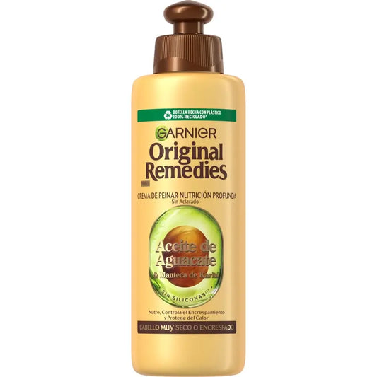 Garnier Original Remedies Crème à l'avocat et au beurre de karité pour cheveux indisciplinés et crépus 200 ml