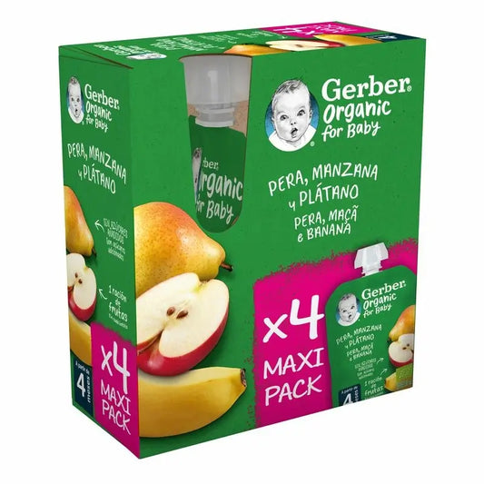 GERBER Pouch Organic Multipack Poire, Pomme, Banane