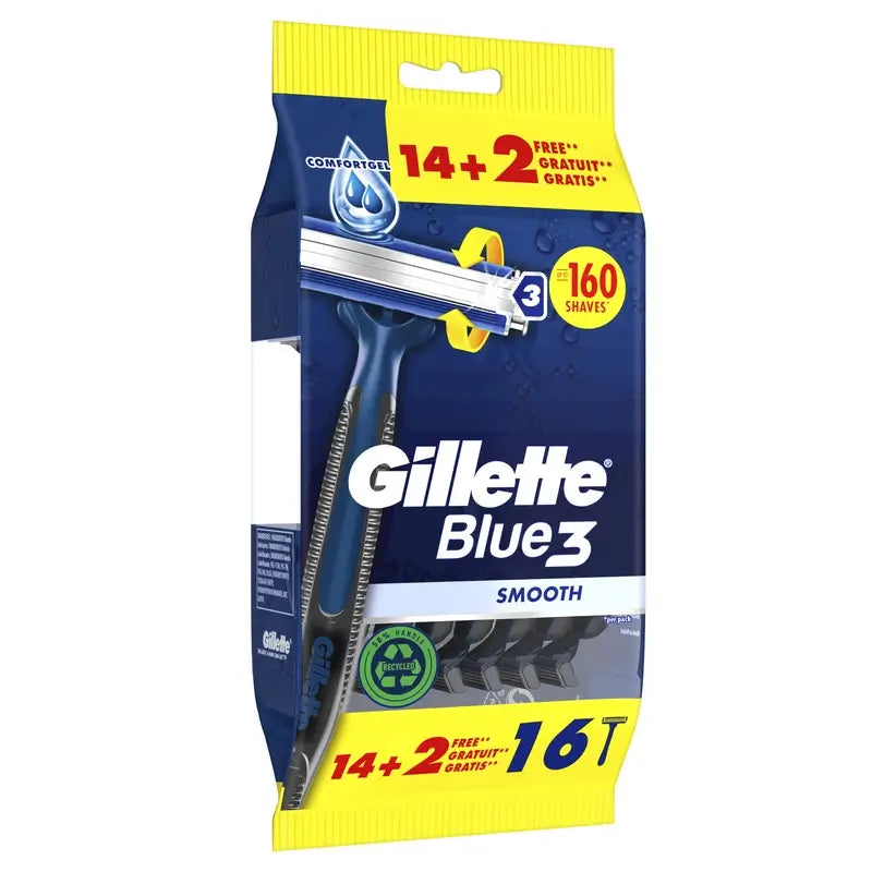 Rasoirs jetables à 3 lames Gillette Blue3 Smooth, 16 pcs.