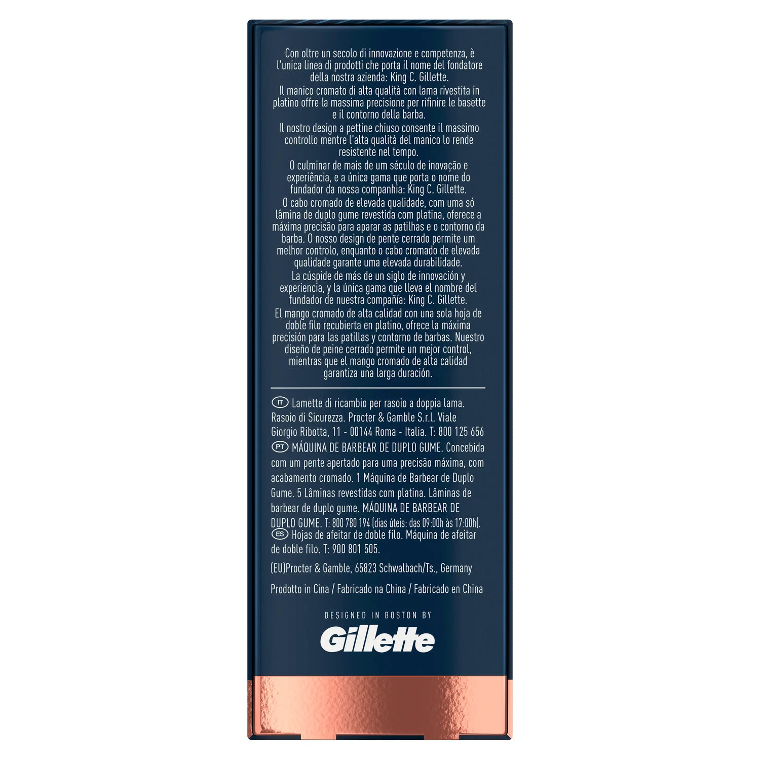 Gillette King C. Rasoir à barbe à double tranchant + 5 lames