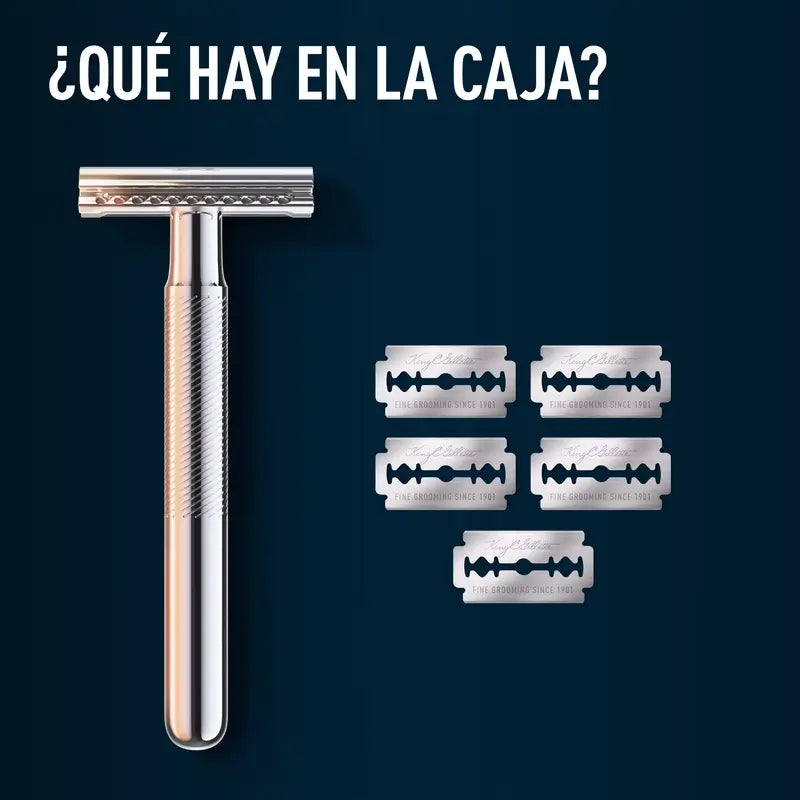 Gillette King C. Rasoir à barbe à double tranchant + 5 lames
