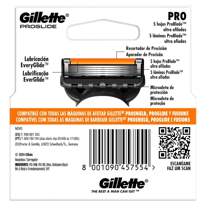 Recharges de rasoir pour hommes Gillette Proglide Power, 3 pièces