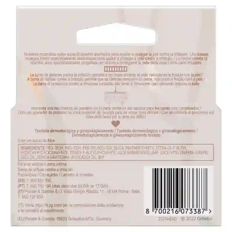 Gillette Intimate & Groin Refills, 4 recharges