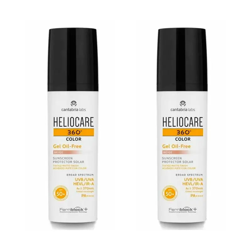 Heliocare Duplo 360º Gel Couleur Sans Huile Beige SPF 50+, 2 x 50 ml