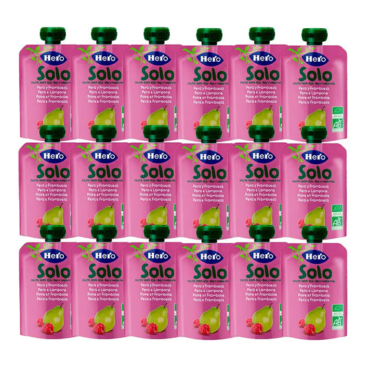 Hero Baby Pack Sachet Poire Framboise Solo Mnt, 18 X 100 Gr