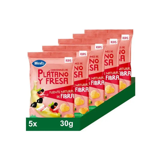 Hero Baby Snack Pack Banane et Coeurs de Fraise, 5 X 30 grammes