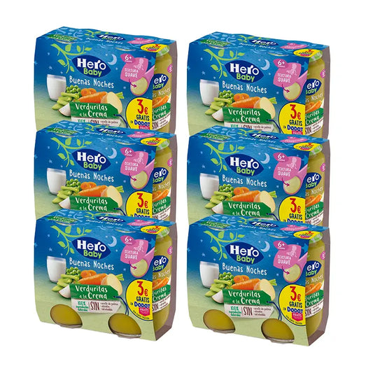 Hero Baby Pack Bn Pot de Crème de Légumes, 6 X 2X190 Gr