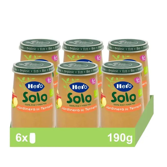 Hero Baby Pack Boeuf Solo Eco Jar, 6 X 190 grammes