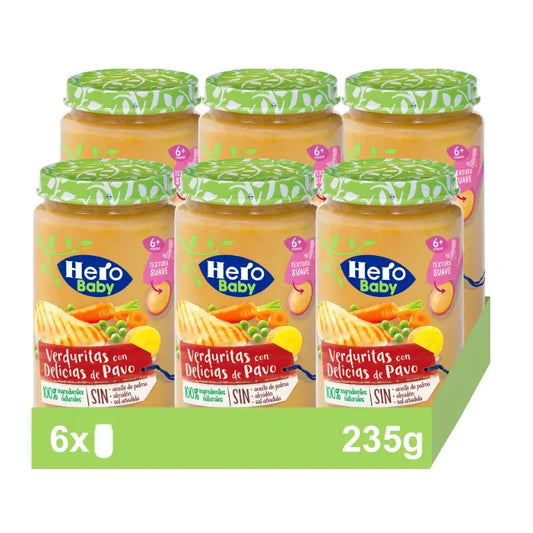 Hero Baby Pack Tarte aux légumes avec délices de dinde, 6 X 235 grammes
