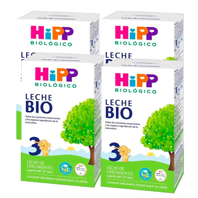 Hipp Milk 3 Lait de croissance biologique, paquet de 4 x 500 g