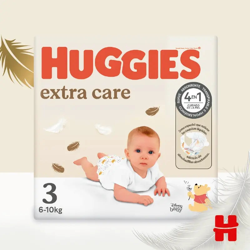 Huggies Extra Care Taille 3 (6-10 Kg) Disney Baby Nappy , 96 pièces