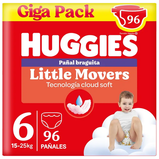 Huggies Little Movers Taille 6 (15-25 Kg) Disney Baby Diaper Briefs, 96 pièces