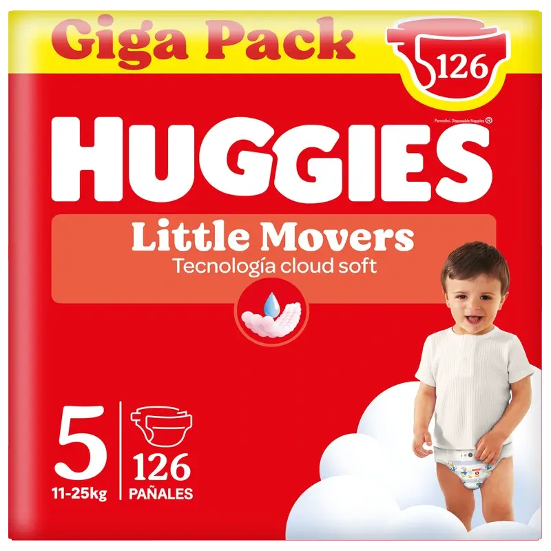 Huggies Little Movers Taille 5 (11-25Kg) Couche pour Bébé Disney, 126 unités