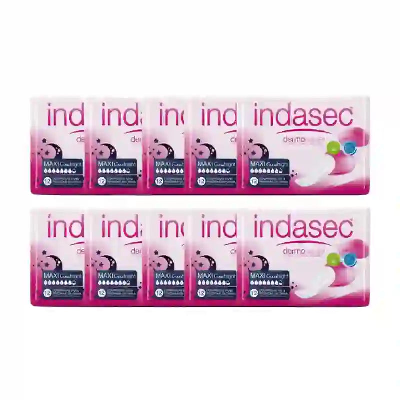 Indasec Dermoseda Maxi Good Night Incontinence Pad , 10X12 Units