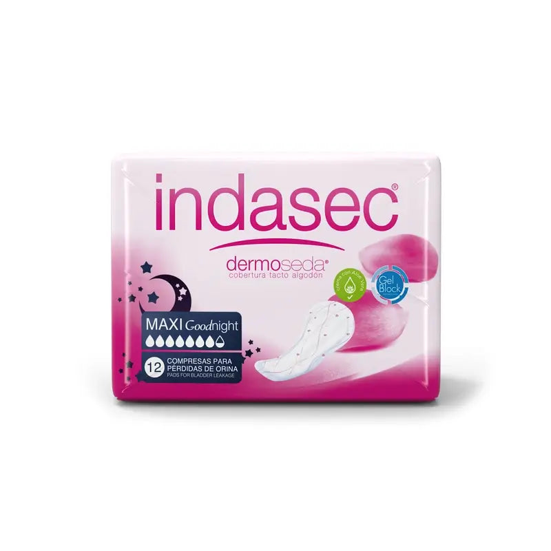 Indasec Dermoseda Maxi Good Night Incontinence Pad , 12 unités
