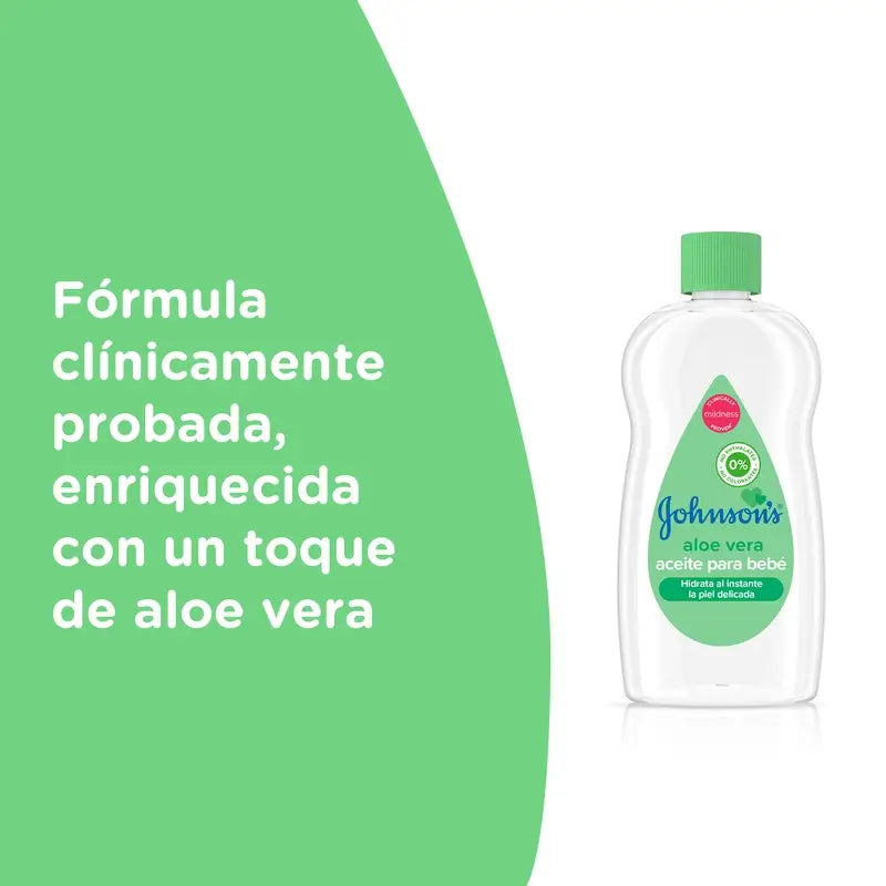 Johnson's Baby Aloe Vera Oil, Hydrate et nourrit instantanément, 100ml