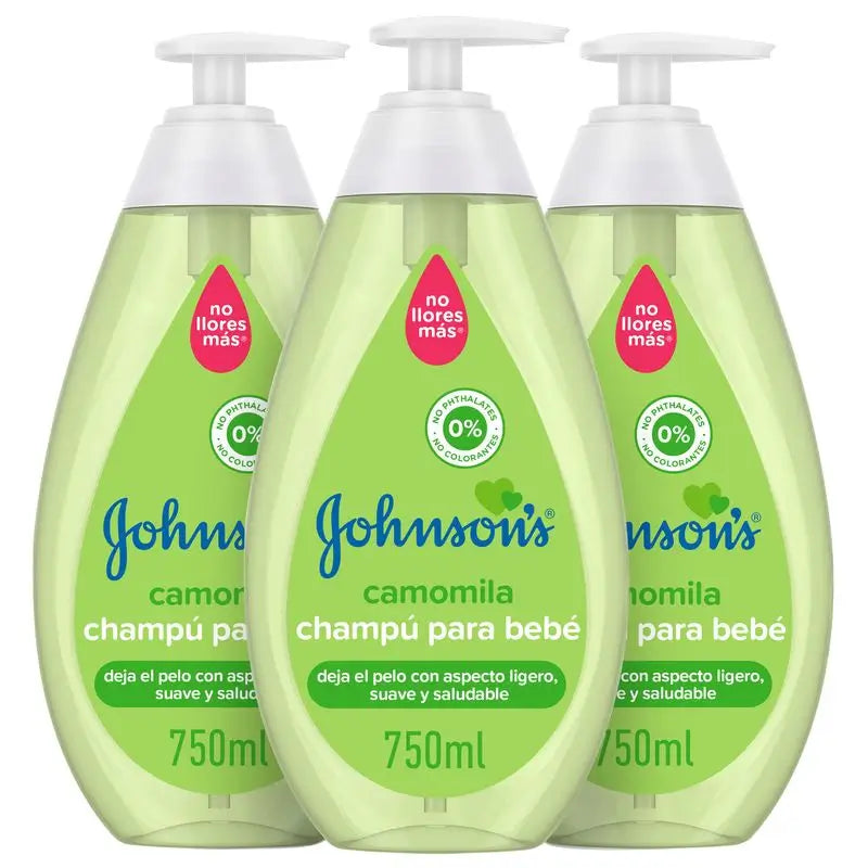Johnson's Baby Chamomile Shampooing, usage quotidien, nettoie et apaise, sans sulfate, pour toute la famille, 750ml