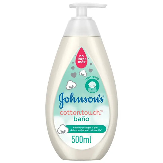 Gel de bain Johnson's Baby Cottontouch, pour bébés et nouveau-nés, peau fine et délicate, avec du coton pur, 500 ml