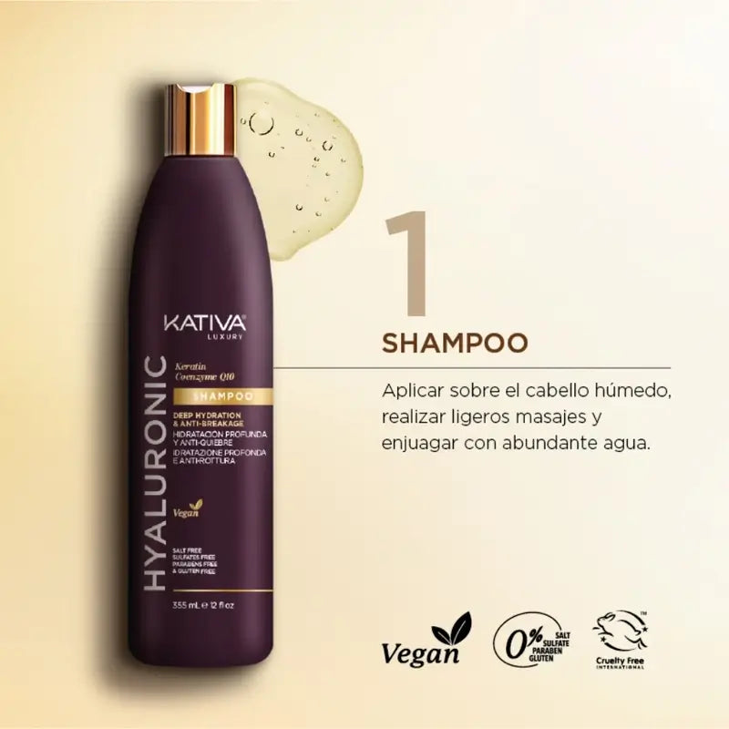 Kativa Shampooing Hyaluronic Keratin Q10, 355 ml