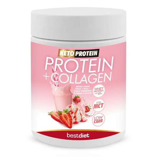 Keto Protein Protéines + Collagène Crème fraise Shake en poudre, 400 g