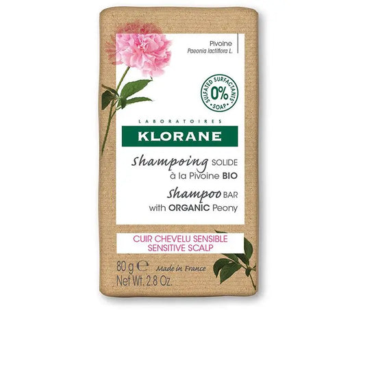 Klorane Shampooing solide pour cuir chevelu sensible à la pivoine, 80 gr