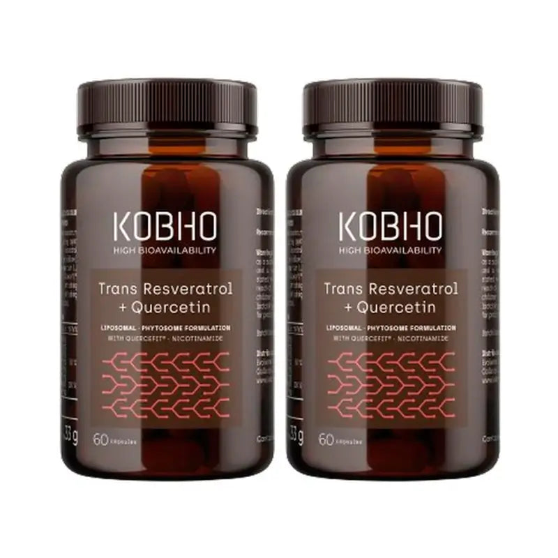 Kobho Labs Duplo Trans Resveratrol + Quercétine Supplément, 2 x 3 x 60 gélules