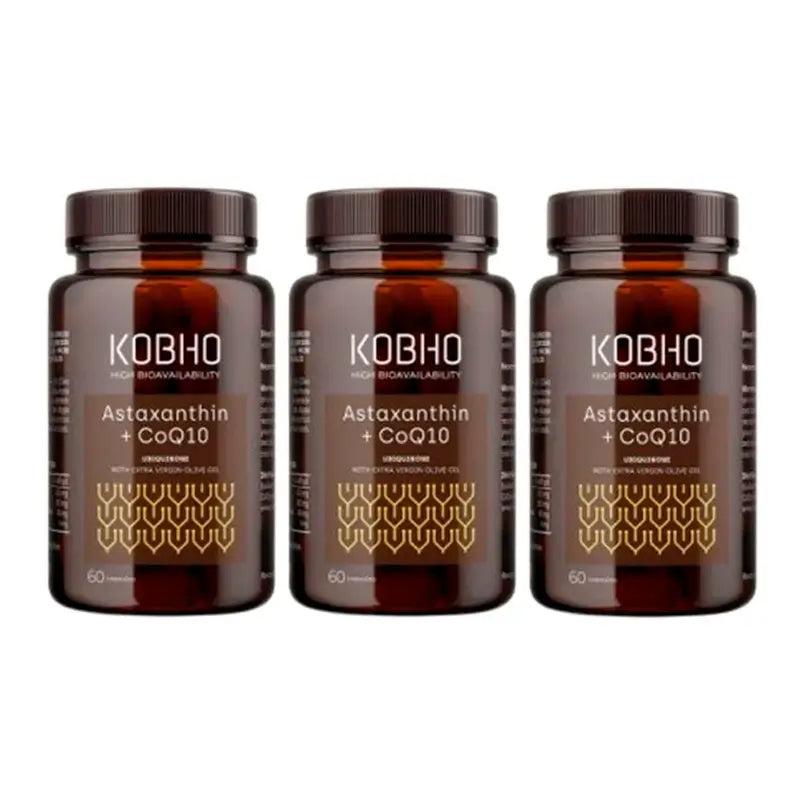 Kobho Labs Triplo Astaxanthine + Coenzyme Q10 Supplément, 3 x 60 gélules