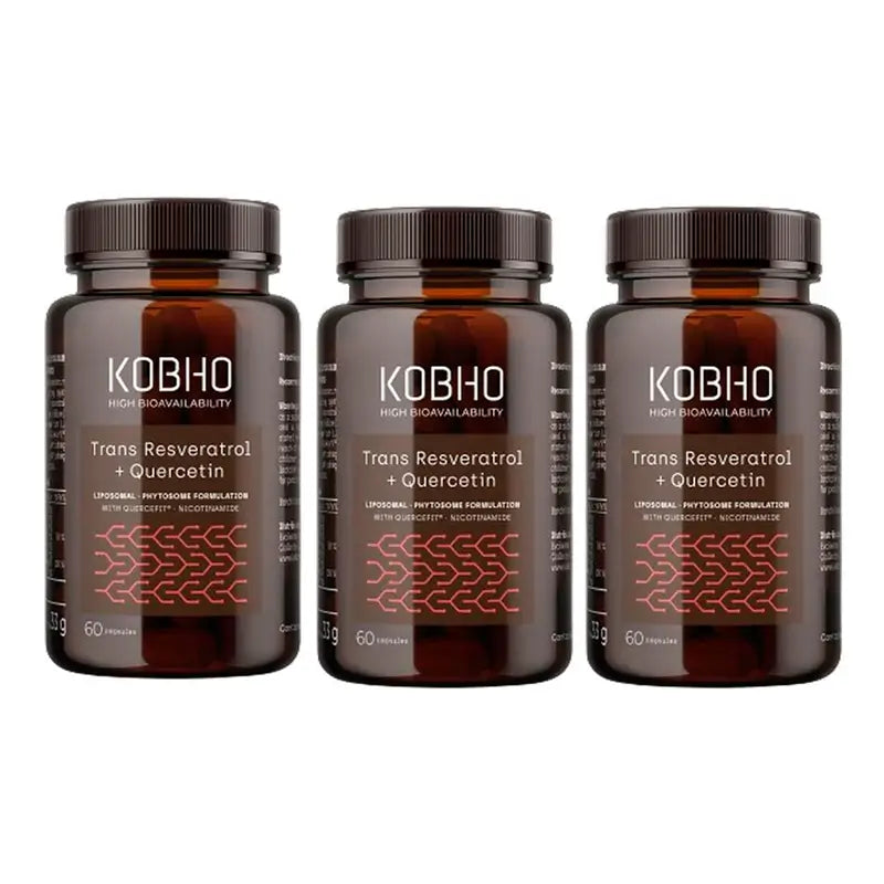 Kobho Labs Triplo Trans Resveratrol + Quercétine Supplément, 3 x 60 gélules