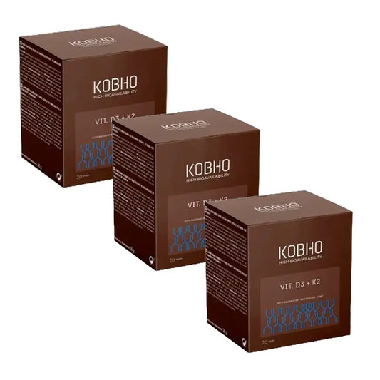 Kobho Labs Triplo Vitamine D3 + K2 Supplément, 3 x 20 flacons