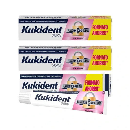 Kukident Triplo Pro Crème adhésive complète pour prothèses dentaires, neutre 3 x 70 Gr