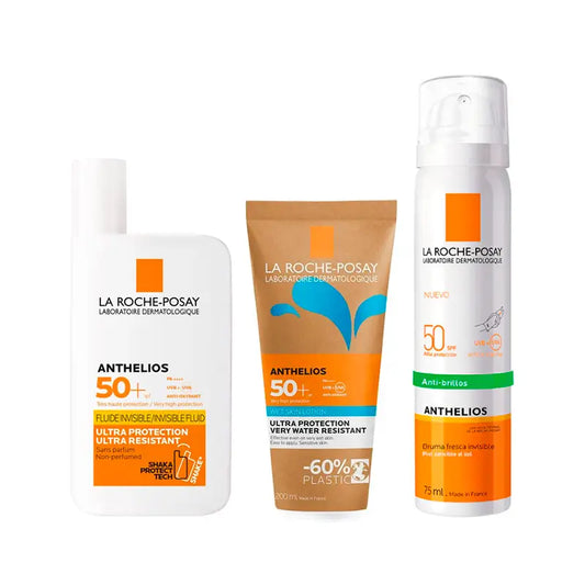La Roche Posay Pack Anthelios Uvmune 400 Fluide Spf50+ 50Ml + Wet Skin Spf50+ 200Ml + Facial Mist Spf50 75Ml