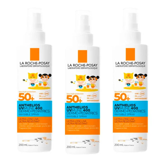 La Roche Posay Triplo Anthelios Dermo-Pédiatrie Spray Invisible Spf 50+ Crème solaire pour enfants, 3 X 200 Ml