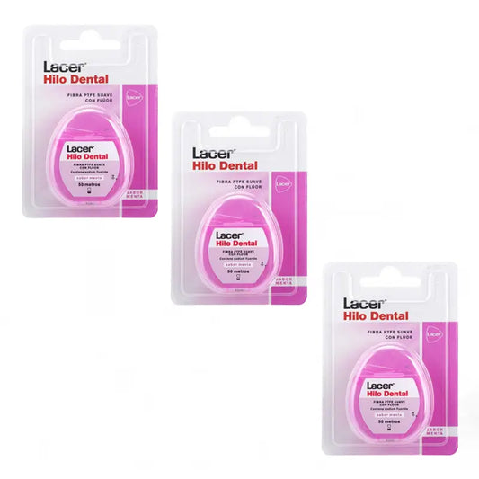 Lacer Duplo Fil dentaire avec fluor, saveur menthe 50 M