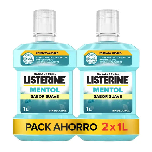 Rince-bouche doux sans alcool Listerine, 2 x 1L