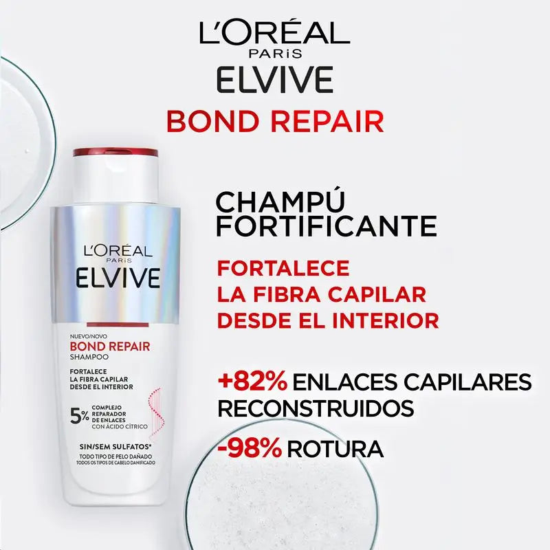 L'Oréal Paris Elvive Bond Repair Shampooing : Fortifiant, reconstruction en profondeur, 98% moins de casse