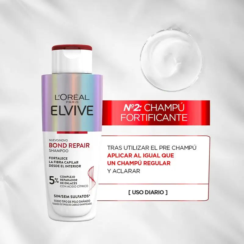 L'Oréal Paris Elvive Bond Repair Shampooing : Fortifiant, reconstruction en profondeur, 98% moins de casse