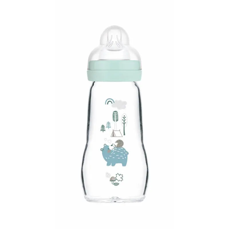 Mam Baby Biberon Crystal Feel Good Bleu mat, 260Ml
