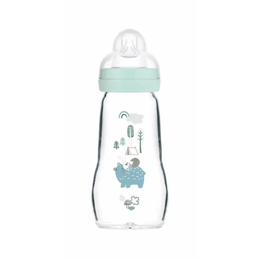 Mam Baby Biberon Crystal Feel Good Bleu mat, 260Ml