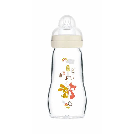 Mam Baby Baby Biberon en verre Feel Good Neutral Matt, 260Ml