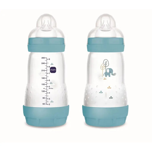 Mam Baby Easy Start Biberon anti-colique Bleu mat, 2X260Ml