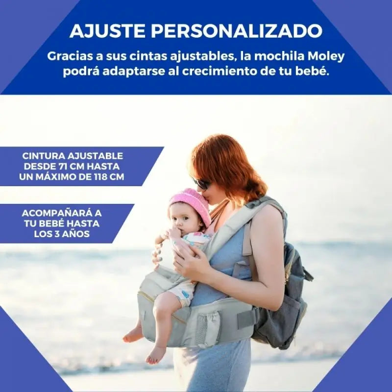 Porte-bébé Mobiclinic Moley 6 en 1 Gris