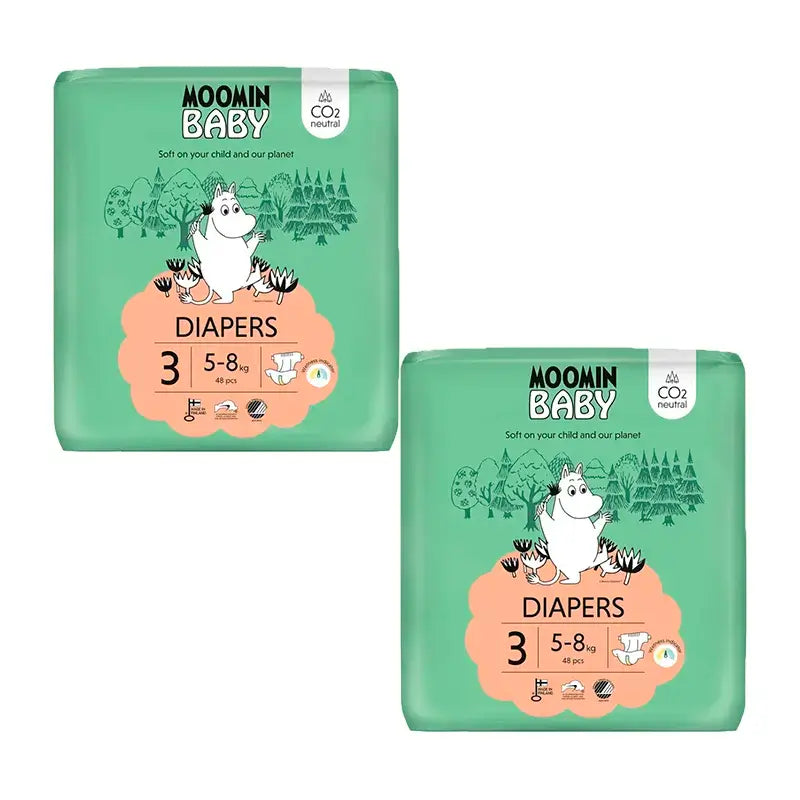 Couches pour bébés Moomin Taille 3, 2 x 48 unités
