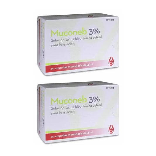 Muconeb 3% solution saline pour inhalation 30 ampoules X 4 Ml, paquet de 2