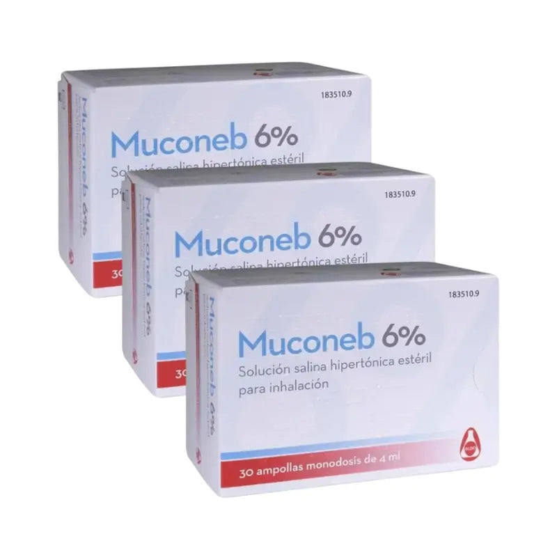 Muconeb 6% solution saline pour inhalation, paquet de 3 x (30 ampoules x 4 ml)