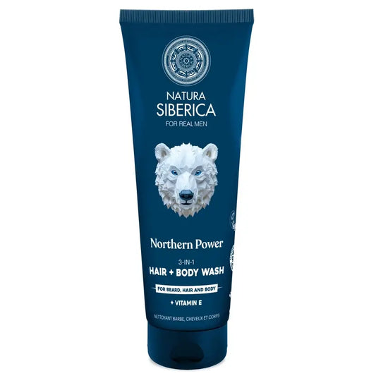 Natura Siberica Men Wild Arctic. Gel 3 en 1 pour les cheveux, le corps et le visage, 200 ml